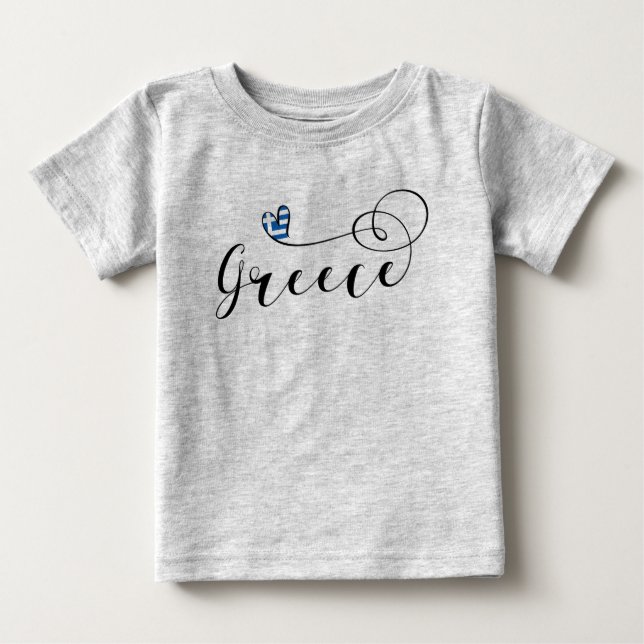 T-shirt Pour Bébé Drapeau grec au coeur, Grèce (Devant)
