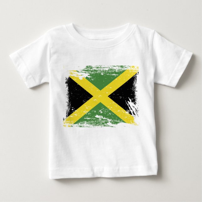 T-shirt Pour Bébé Drapeau grunge de la Jamaïque (Devant)