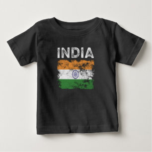 T-shirt Pour Bébé Drapeau indien en état de détresse - Drapeau indie
