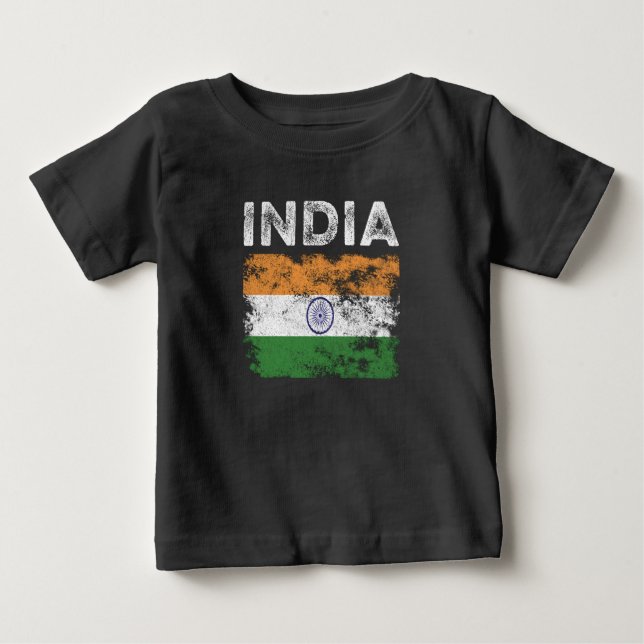T-shirt Pour Bébé Drapeau indien en état de détresse - Drapeau indie (Devant)