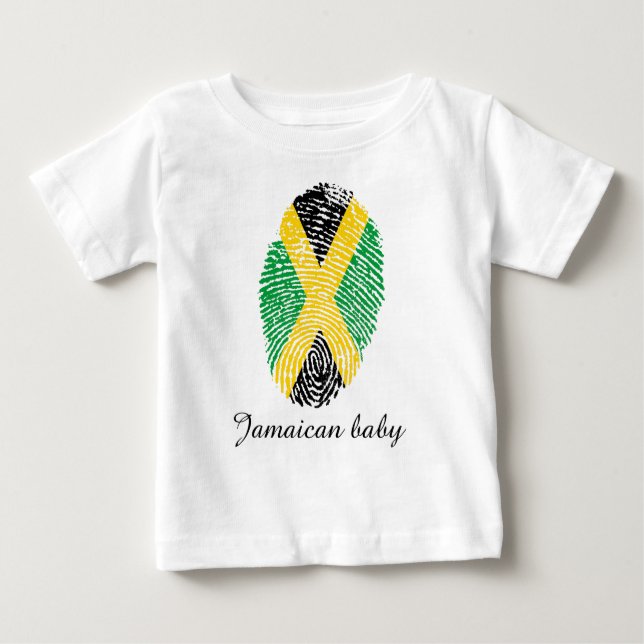 T-shirt Pour Bébé Drapeau jamaïcain d'empreinte digitale de contact (Devant)