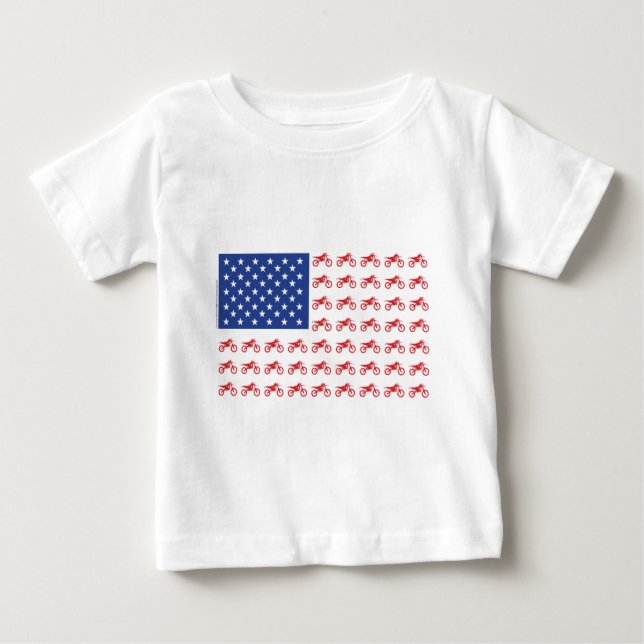 T-shirt Pour Bébé Drapeau-Moto-Cross-Moto (Devant)