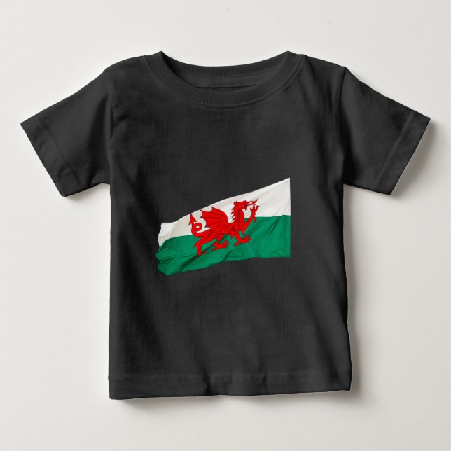 T-shirt Pour Bébé Drapeau national du Pays de Galles, Le Dragon Roug (Devant)