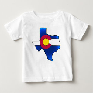 T-shirt Pour Bébé Drapeau noir du Colorado, le Texas, le contour du