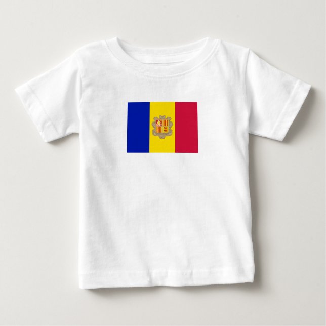 T-shirt Pour Bébé Drapeau patriotique d'Andorre (Devant)