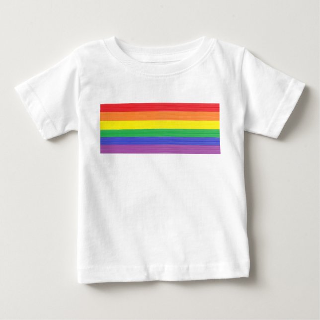 T-shirt Pour Bébé Drapeau peint d'arc-en-ciel (Devant)