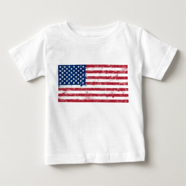 T-shirt Pour Bébé Drapeau peint des Etats-Unis (Devant)