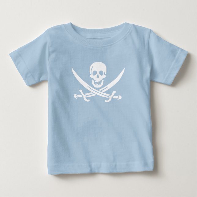 T-shirt Pour Bébé Drapeau pirate crâne épées croisées (Devant)