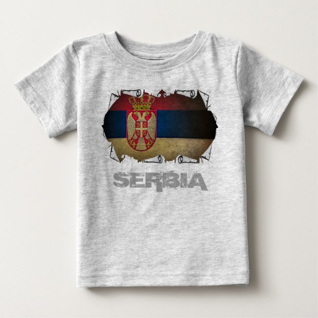 T-shirt Pour Bébé drapeau serbe arraché (Devant)