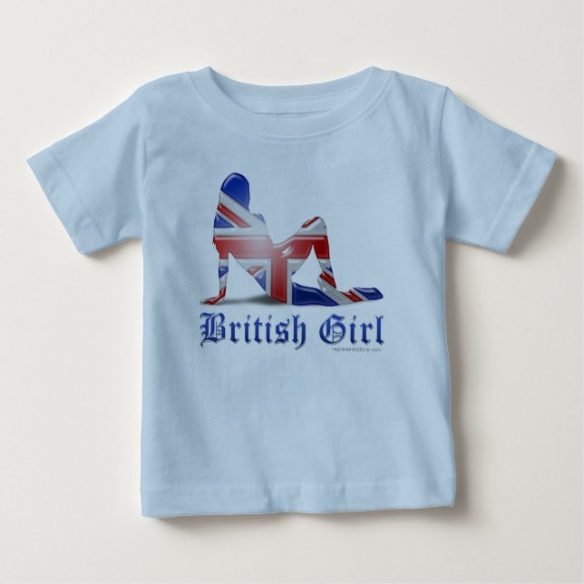 T-shirt Pour Bébé Drapeau Silhouette de la fille britannique (Devant)