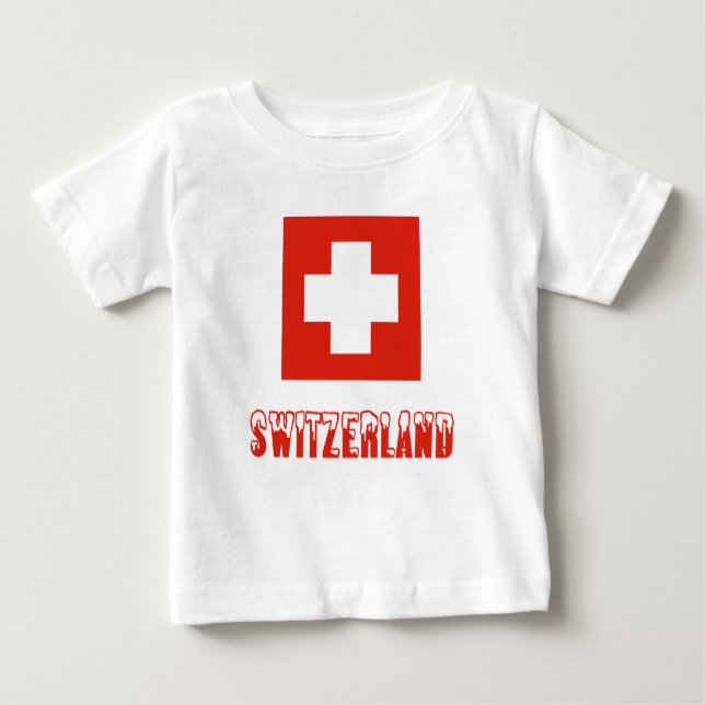 T-shirt Pour Bébé Drapeau suisse et Suisse (Devant)