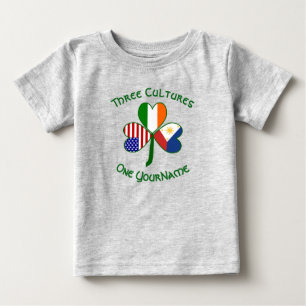 T-shirt Pour Bébé Drapeau Trèfle Personnalisé Irlandais Philippin US
