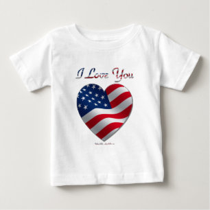 T-shirt Pour Bébé Drapeau USA Cœur Je T'Aime