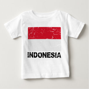 T-shirt Pour Bébé Drapeau Vintage de l'Indonésie