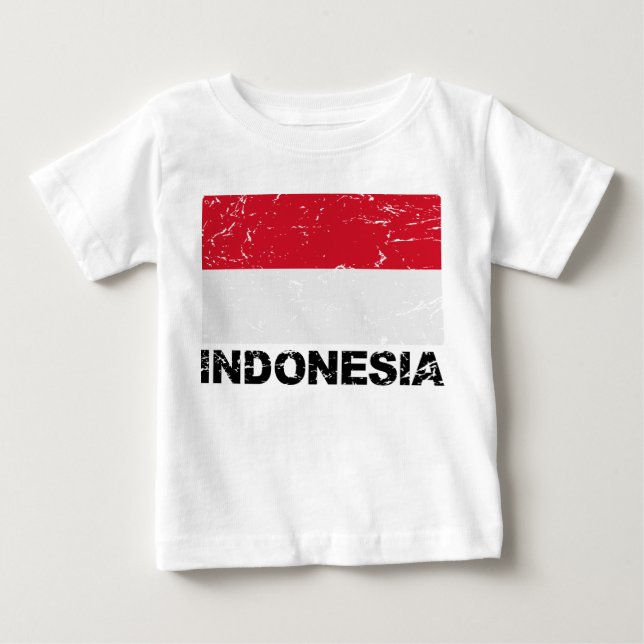 T-shirt Pour Bébé Drapeau Vintage de l'Indonésie (Devant)