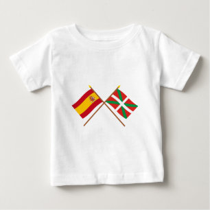 T-shirt Pour Bébé Drapeaux croisés de l'Espagne et du País Vasco