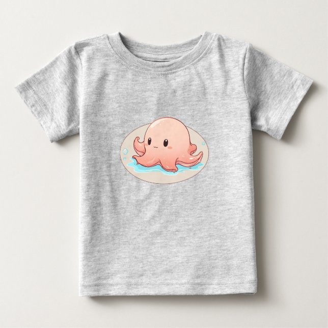T-shirt Pour Bébé Drawing of a rose Baby Octopus (Devant)