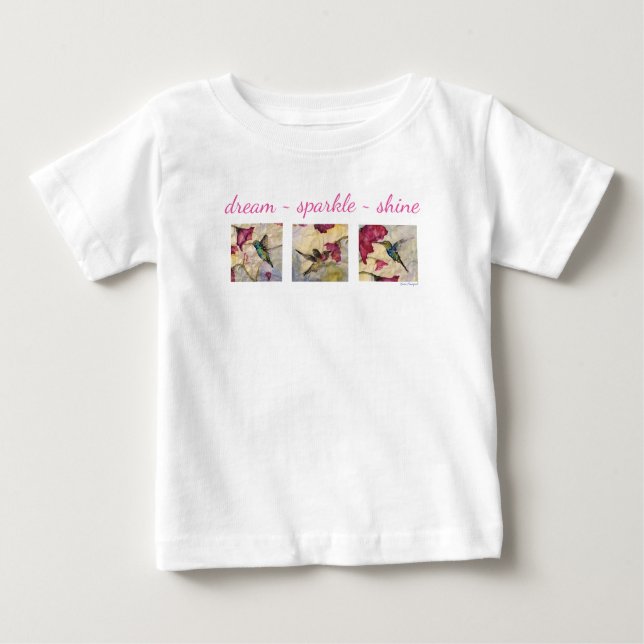 T-shirt Pour Bébé Dream Sparkle Shine Hummingbird Art Baby Tutu (Devant)