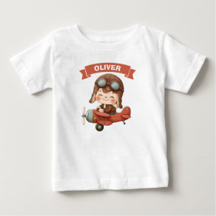 T-shirt Pour Bébé Dreamy Baby Aviator en avion rouge
