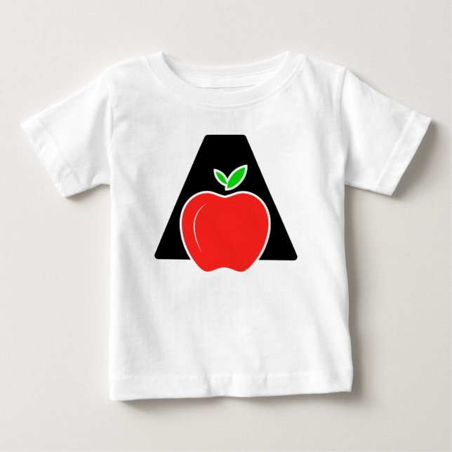 T-shirt Pour Bébé Drôle A pour Pomme  (Devant)