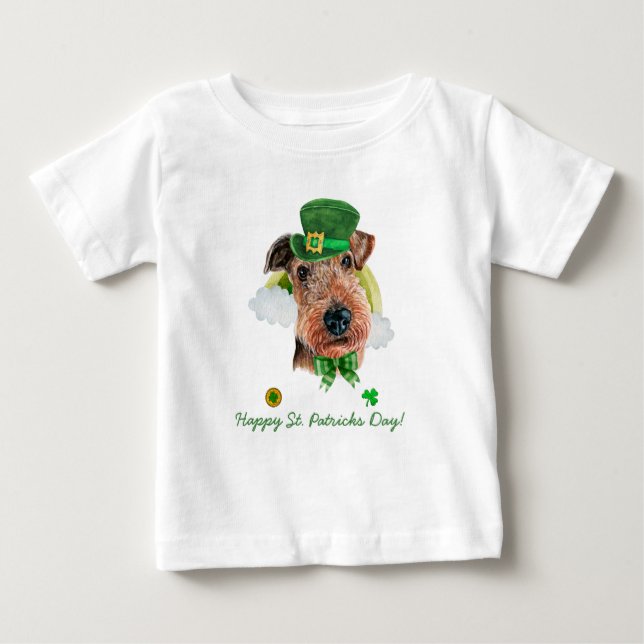 T-shirt Pour Bébé Drôle Airedale Terrier Or St. Patricks Day (Devant)