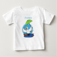 Drôle canard avec parapluie dessin animé