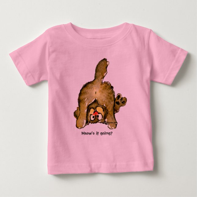 T-shirt Pour Bébé Drôle Cartoon Cat Meow ça va ? (Devant)