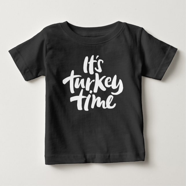 T-shirt Pour Bébé Drôle, c'est l'heure de Turquie Thanksgiving Dîner (Devant)