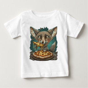 T-shirt Pour Bébé Drôle coyote manger pizza