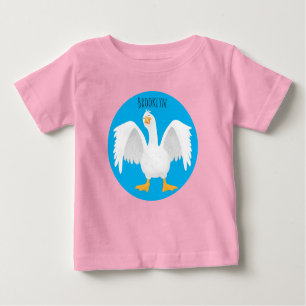 T-shirt Pour Bébé Drôle curieuse dessin animé d'oie domestique