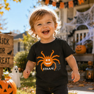 T-shirt Pour Bébé Drôle d'araignée Halloween 2026 enfant personnalis
