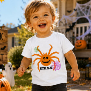 T-shirt Pour Bébé Drôle d'araignée Halloween 2026 enfant personnalis