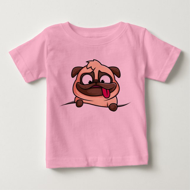 T-shirt Pour Bébé Drôle de chien de dessin (Devant)