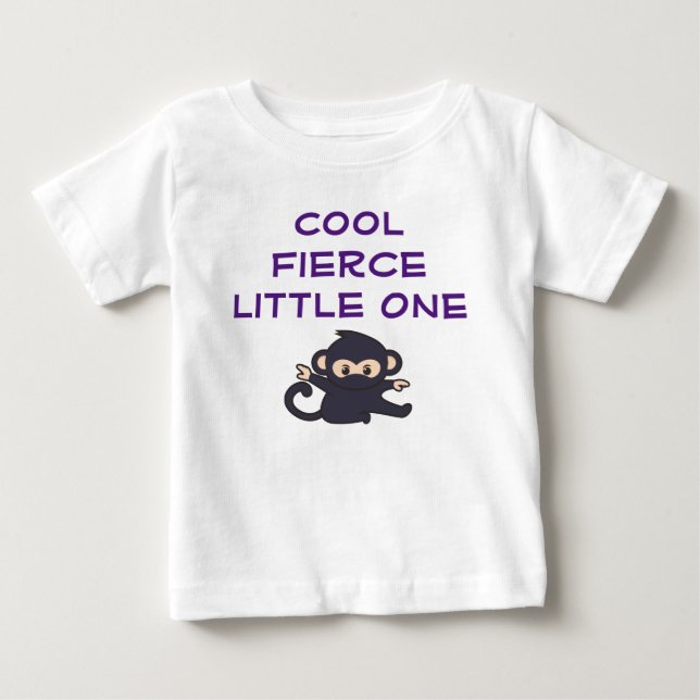 T-shirt Pour Bébé Drôle de singe ninja de dessin animé mignon et fér (Devant)