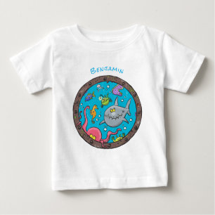 T-shirt Pour Bébé Drôle des créatures marines sous l'eau dessin anim