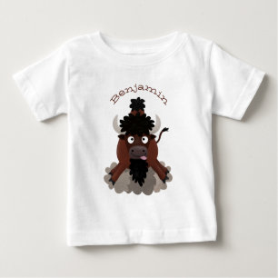 T-shirt Pour Bébé Drôle dessin animé de bison de buffle