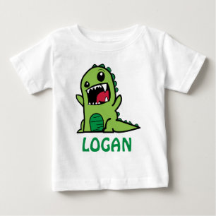 T-shirt Pour Bébé Drôle dessin animé de dinosaure avec nom
