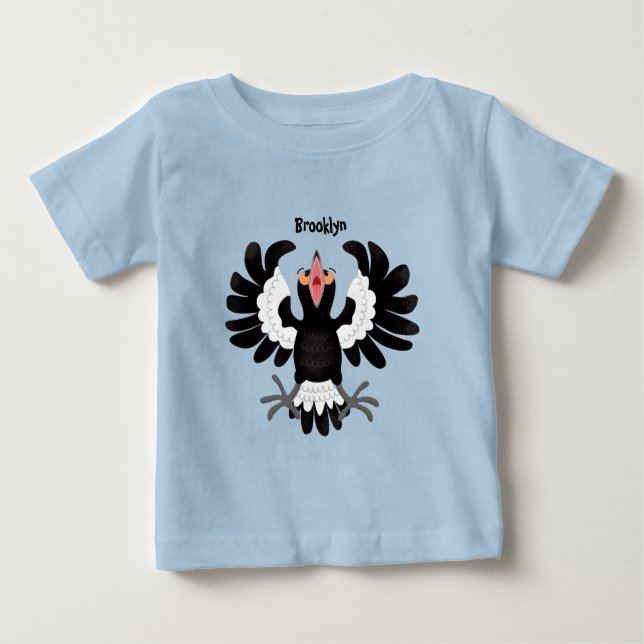 T-shirt Pour Bébé Drôle dessin animé de Magpie australienne (Devant)