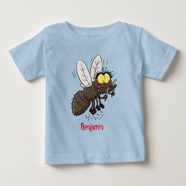 T-shirt Pour Bébé Drôle dessin animé d'insecte de la mouche à cheval (Devant)