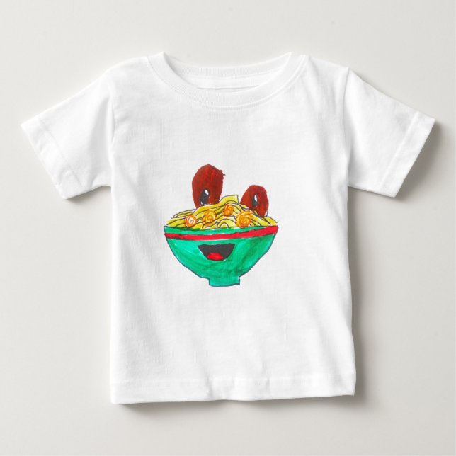 T-shirt Pour Bébé Drôle dessin animé spaghetti boules de viande art (Devant)