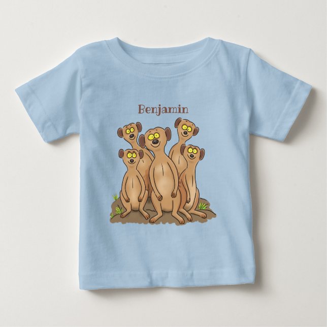T-shirt Pour Bébé Drôle dessin de la famille meerkat (Devant)