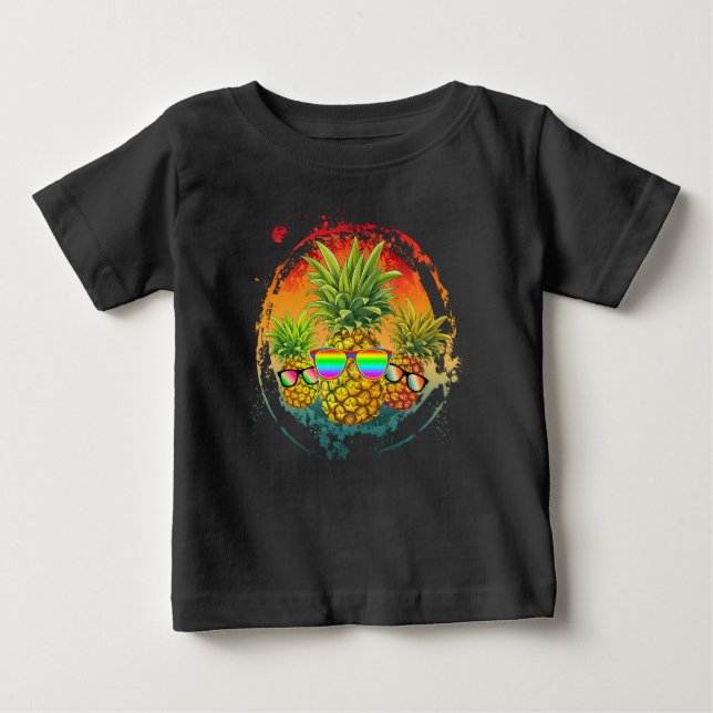 T-shirt Pour Bébé Drôle d'été au Pineapple Vibes (Devant)