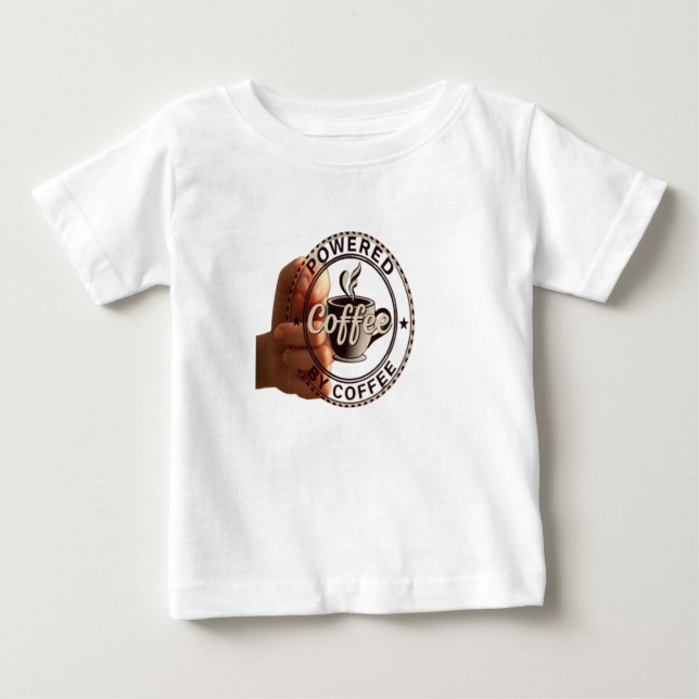 T-shirt Pour Bébé Drôle Graphisme "Alimenté par le Café" pour Bébé e (Devant)