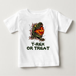 T-shirt Pour Bébé Drôle Halloween T-rex tête mange citrouille