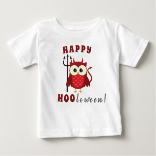 T-shirt Pour Bébé Drôle Joyeux Halloween Chouette Diable Trick ou Tr