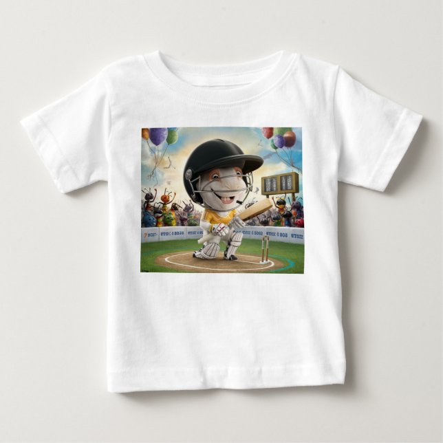 T-shirt Pour Bébé Drôle lapin Batsmen Cricket (Devant)