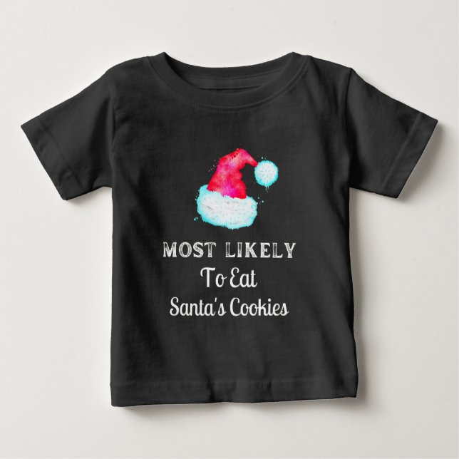 T-shirt Pour Bébé Drôle Le Plus Probable À Père Noël Cookies (Devant)