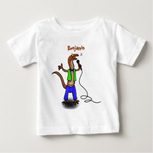 T-shirt Pour Bébé Drôle lézard chantant avec bande dessinée de micro