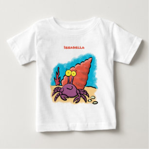T-shirt Pour Bébé Drôle mignon caricature pourpre crabe ermite