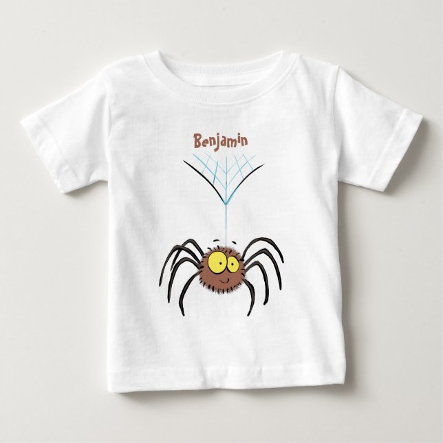T-shirt Pour Bébé Drôle mignon dessin animé d'araignée moelleuse (Devant)